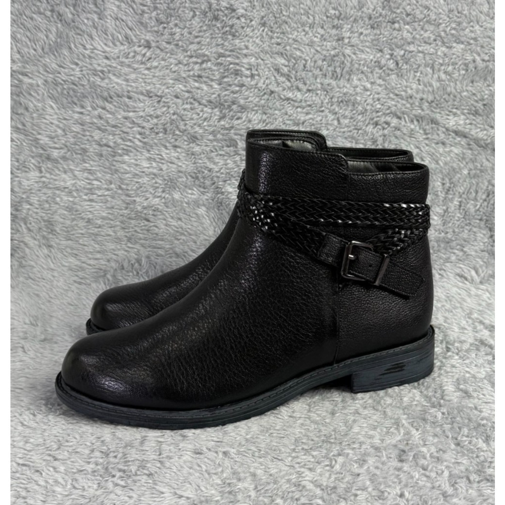 David Tate Womens Skip Zipper Buckle Ankle Booties Black Pebble Leather Sz 10 - Picture 3 of 10